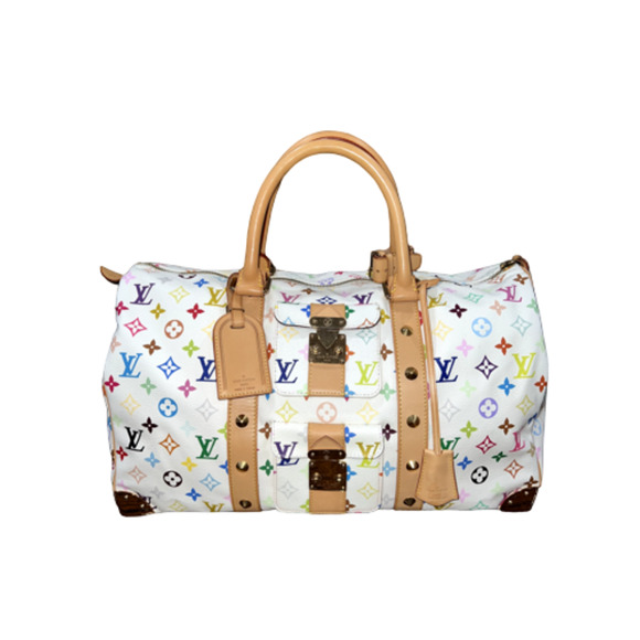 Louis Vuitton Keepall 45 Takashi Murakami White Multicolor Monogram Travel Bag - Picture 1 of 11
